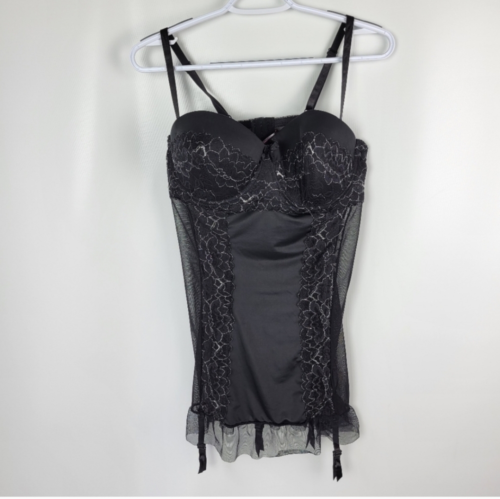 Black Fuchsia by Secret Lace Sexy Lingerie‎ Bra Top With Garter Straps Sz 2x